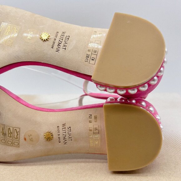 Stuart Weitzman 10 Nudistcurve Women’s Flat Sandals Pearl Fuchsia Pink US 5.5 - Picture 11 of 11
